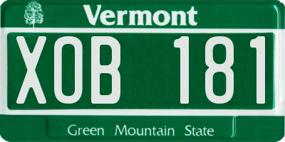 VT license plate XOB181