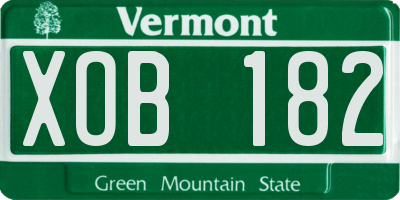 VT license plate XOB182