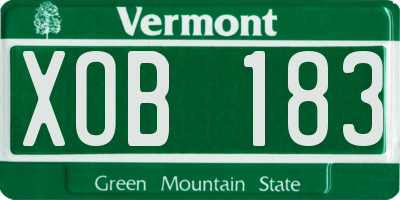 VT license plate XOB183
