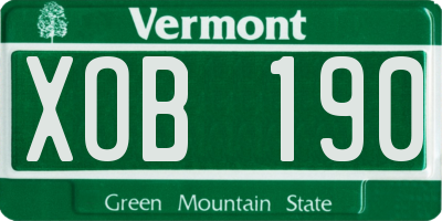 VT license plate XOB190