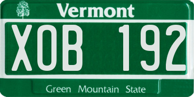 VT license plate XOB192