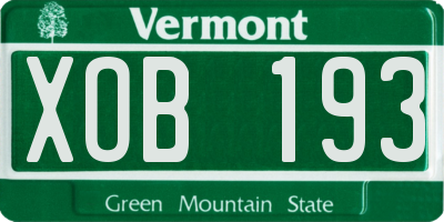VT license plate XOB193