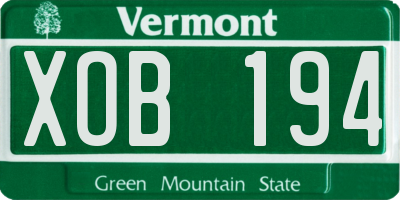 VT license plate XOB194