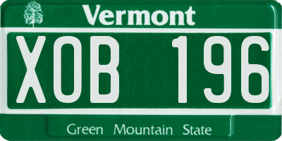 VT license plate XOB196