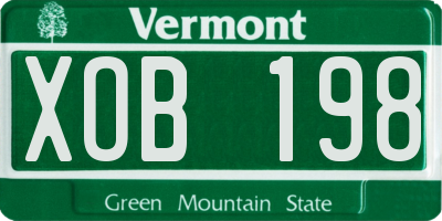 VT license plate XOB198