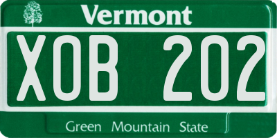 VT license plate XOB202