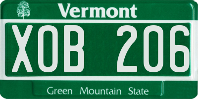 VT license plate XOB206