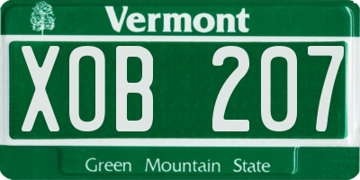 VT license plate XOB207