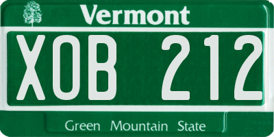 VT license plate XOB212