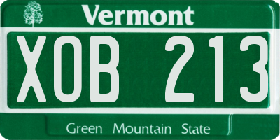 VT license plate XOB213
