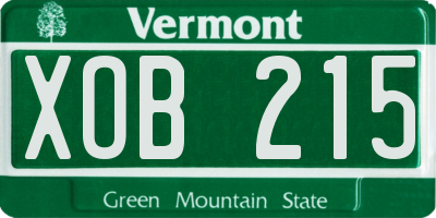 VT license plate XOB215
