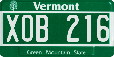 VT license plate XOB216