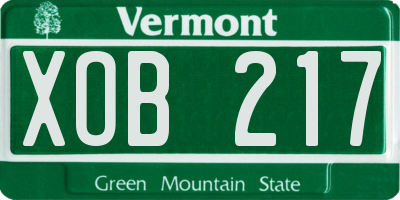 VT license plate XOB217