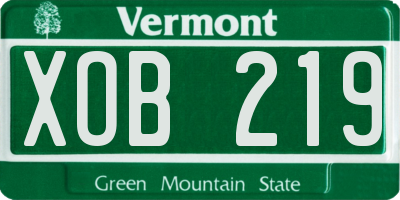 VT license plate XOB219