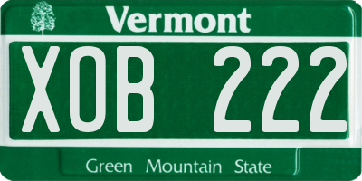 VT license plate XOB222