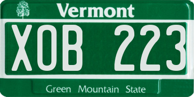 VT license plate XOB223