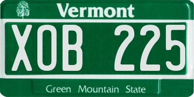 VT license plate XOB225