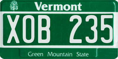 VT license plate XOB235