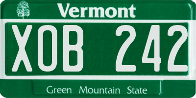 VT license plate XOB242