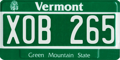 VT license plate XOB265