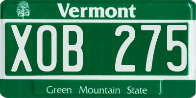 VT license plate XOB275
