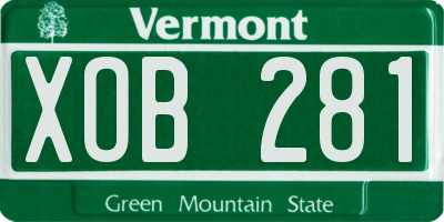 VT license plate XOB281