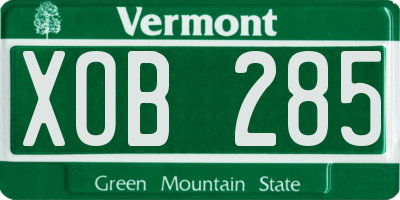 VT license plate XOB285