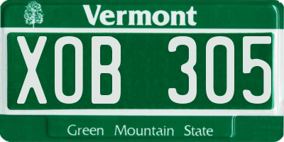 VT license plate XOB305