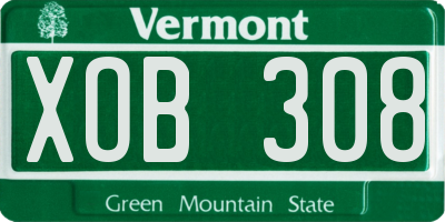 VT license plate XOB308