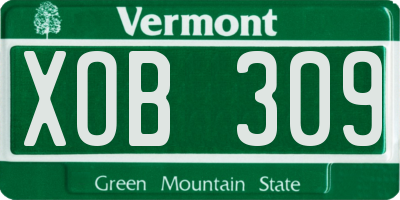 VT license plate XOB309