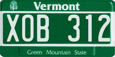 VT license plate XOB312