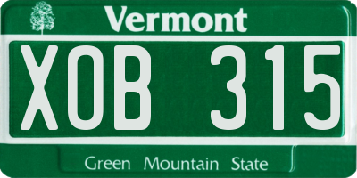 VT license plate XOB315