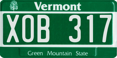 VT license plate XOB317