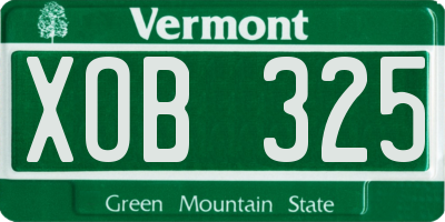 VT license plate XOB325