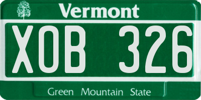 VT license plate XOB326