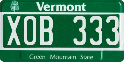 VT license plate XOB333