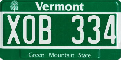 VT license plate XOB334