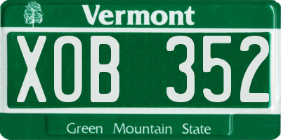 VT license plate XOB352