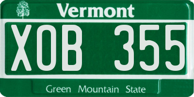VT license plate XOB355