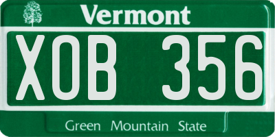 VT license plate XOB356