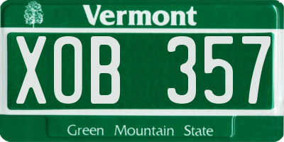 VT license plate XOB357