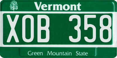 VT license plate XOB358