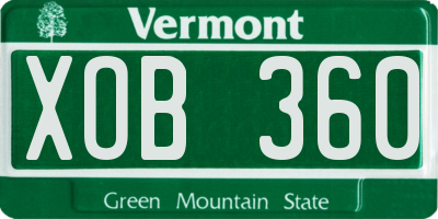 VT license plate XOB360