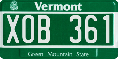 VT license plate XOB361