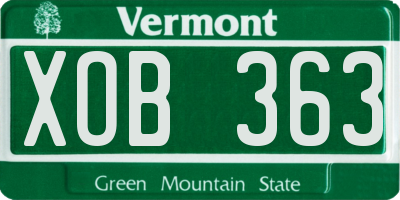 VT license plate XOB363