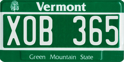 VT license plate XOB365
