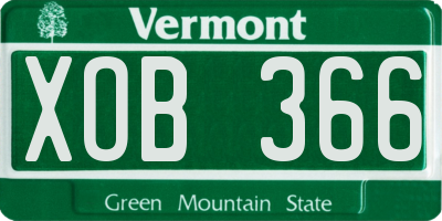 VT license plate XOB366