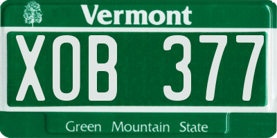 VT license plate XOB377