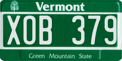VT license plate XOB379