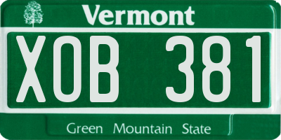 VT license plate XOB381